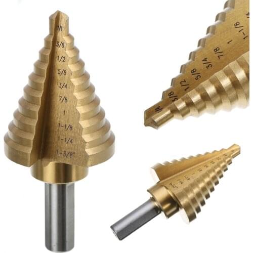 1pc 1/4 to 1-3/8 Titanium Coated HSS Cone Step Drill Bit Hole Cutter Tool