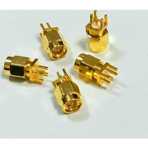 Brass RF SMA male plug solder for PCB clip edge mount connector New
