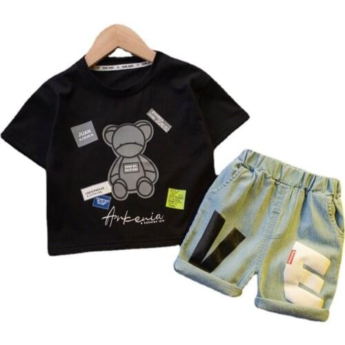 Summer Kids Girls Cartoon Clothes Children Boys Cotton T Shirt Shorts 2Pcs/sets Baby Infant Clothing Toddler Casual Sportswear