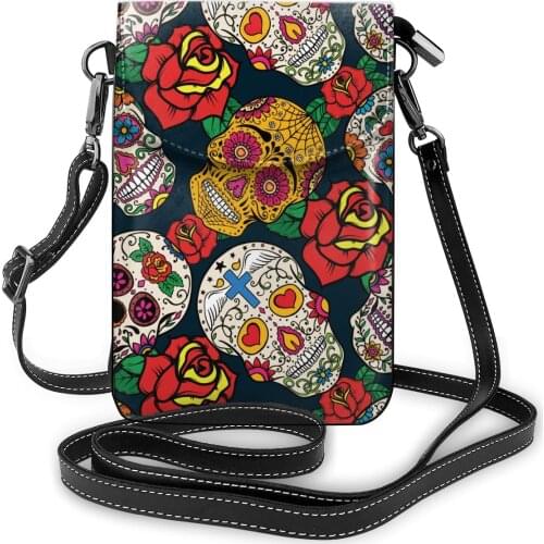 OLN Mexican Sugar Skull With Rose Fashion Card Holder Wallet 2021 New Female Wallets Women Zipper Strap Coin Purse