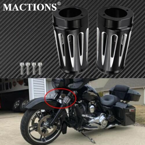 Motorcycle Front Fork Boot Slider Covers CNC Aluminum For Harley Touring Road King Street Electra Glide Trike Models 1980-2016