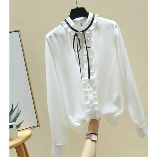 Autumn Long Sleeve White Blouse Tops Women Chiffon Blouse Shirt Blusa Blouse Women Blusas Mujer De Moda 2021 Women Clothing E20