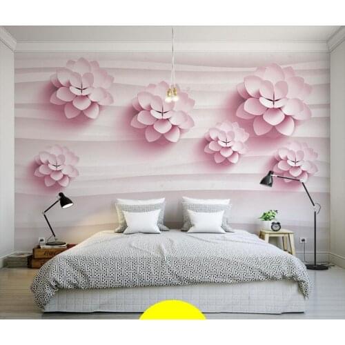 Custom 3D murals,3D stereo warm pink flowers wallpaper,living room sofa TV wall children room background mural wallpaper 3d
