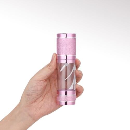 Transparent Pump Bottle Pink Aluminum Lid 15ml 30ml 50ml Vacuum Plastic Pump Bottle Perfume Container Airless Spray Bottle