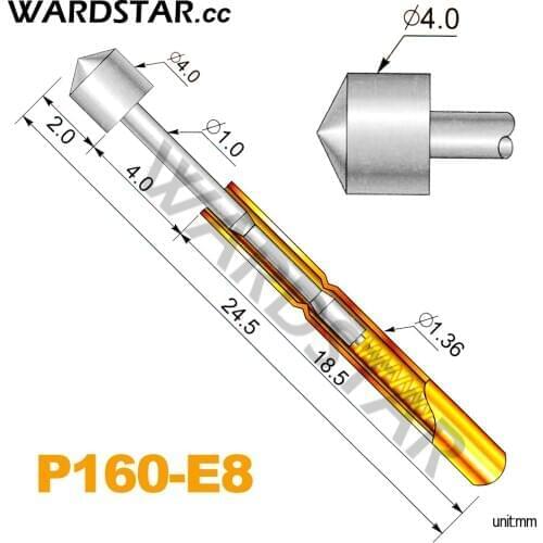 100pcs/lot P160-E8 Dia 4.0mm Spring Test Probes Pogo Pin Length 24.5mm (Stroke Spring Froce:140g)