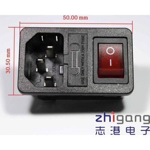 2pcs 250V AC power socket Rongfeng RF-2004 IEC connector switch 16A