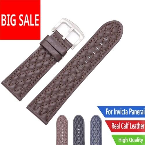 CARLYWET 26mm Brown Real Calf Genuine Leather Replacement Wrist Watchband Strap Belt Band Bracelets For Invicta Panerai