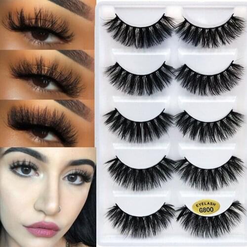 Eyelashes 5 Pairs Naturally Extended Fashion Handmade Real Mink 3D False Eyelashes Thick Long Eyelashes