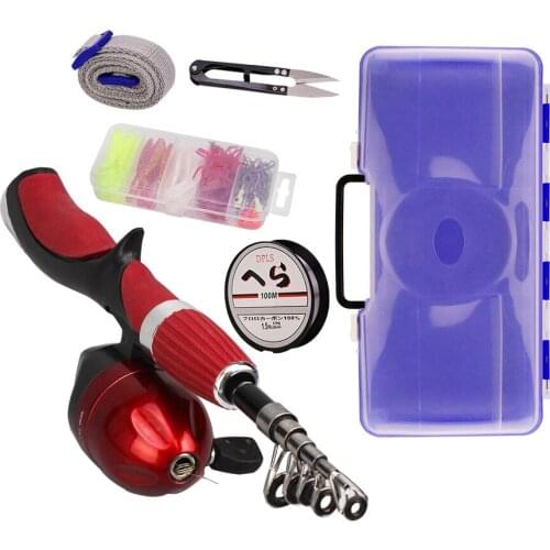 Fishing Rod Combo, GlassTelescopic Fishing Pole and Reel Combo Wit Lure, Hooks Fishing Gear Set for Child
