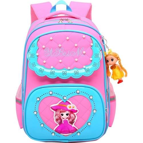 Children School bags Cute fashion Girls Princess pearl Reflective strip Backpack waterproof School Backpacks Mochila Infantil