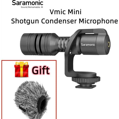 New Saramonic Vmic Mini Condenser Shotgun Microphone with TRS & TRRS Cable for iPhone 8 8 plus 7 Android Smartphones PC Tablet