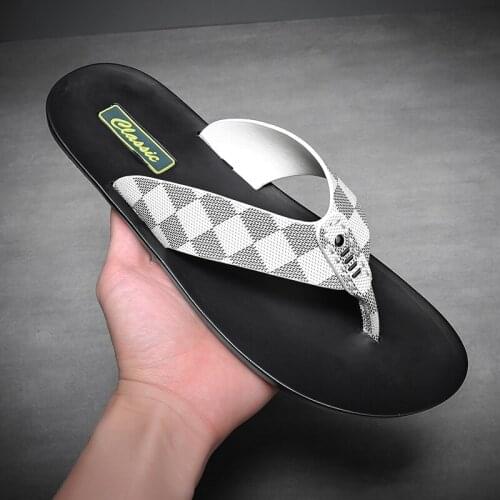 Summer Leather Flip Flops Men Slippers Male Casual Shoes Man Flip Flop Fashion Mens Beach Sandals Zapatos Hombre Big Size 38-46