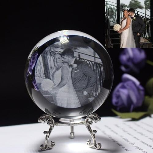 Custom Glass Photo Ball Personalized Crystal Sphere Lase Engraving Customized Globe Home Decoration Christmas Gift Ball