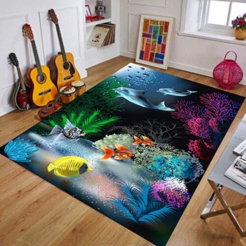 Tapete 3D Rug And Carpets For Home Living Room Large Rug Sea Style Shark Carpet Fabric Kids Bedroom Decor Home Sofa Table Carpet
