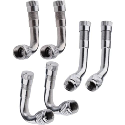 6 piece Wheel Tyre Valve Stem Extension Adapter Universal Silver 45/90/135° For Car Bike