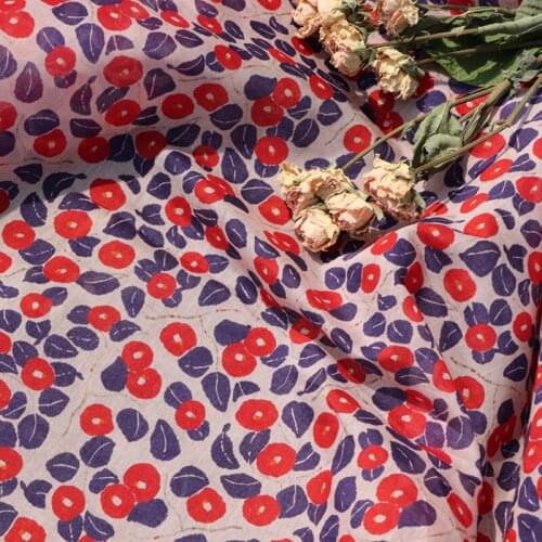 YTS High Quality 30%silk 70%cotton Digital Printed Fabric For Sewing Cloth Dresses Robe Summer Thin DIY Handmade Designer