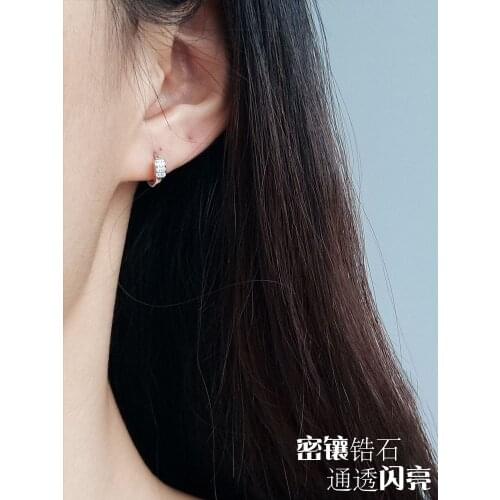 925 sterling silver fashion circle ear ring dense lovely delicate ear buckle OL sweet women ear jewelry inner diameter 8mm