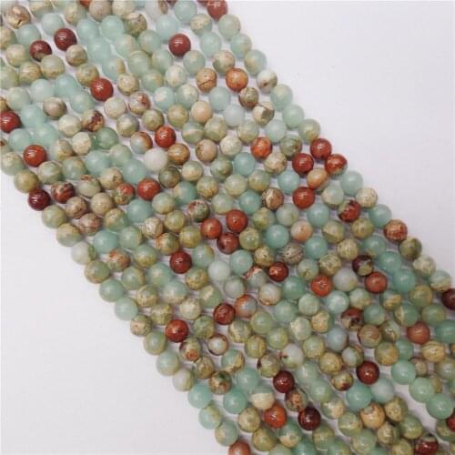 1 Strand 4mm Natural Gray And Blue Snake Skin Jasper Ball Loose Beads DIY Jewelry Making 15.5Inch M349