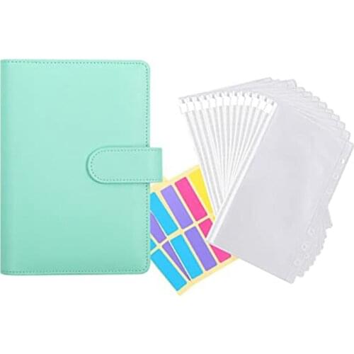 12 Pieces of Transparent Plastic A6 Binder Envelopes,Waterproof Cash Budget Envelope System,with Label Stickers