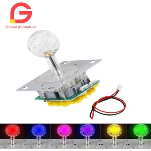 2 pcs 12V LED Colorful Illuminated Joystick Switchable from 4 to 8 Way Operation for Arcade Game DIY Kits