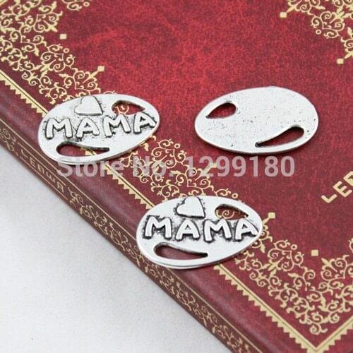 20pcs Fashion Spanish Antique Silver "MaMa"Connectors Necklace Bracelet Cord Clasps Beads DIY Making Accessories 15x23mm K00550