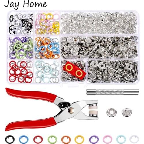 200 Sets Snap Fasteners Tools Metal Snap Buttons Rings with Fastener Pliers Press Kit for Clothing Crafting Sewing Accessories