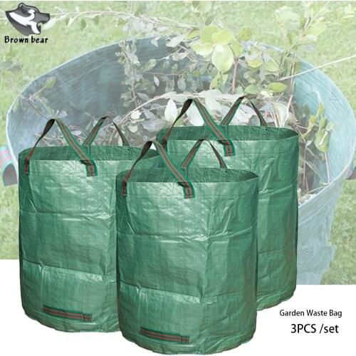 3Pcs Heavy Duty Garden Rubble Waste Woven Rubbish Bags Large Garden Waste Trasheed Bag Leaves Grass Bin Reusable Storage Contain
