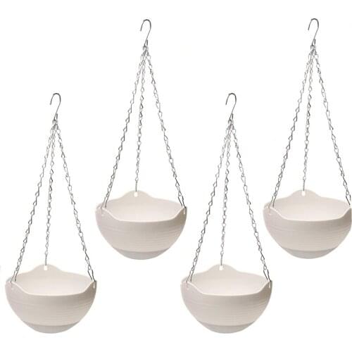 4PCS Hanging Planters White Indoor Outdoor Planting Or Storage Garden Planters For Plants,Flower Pot Container