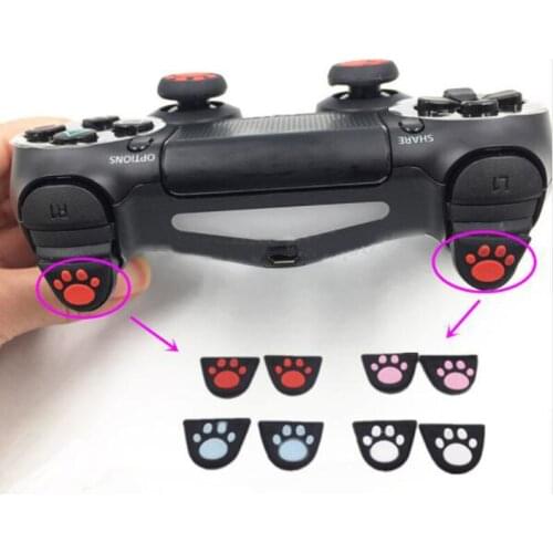 4 pcs Silicone Cat Paw L2 R2 Trigger Buttons Sticker Cover for Sony Playstation Dualshock 4 DS4 PS4 Pro Slim Controller Gamepad