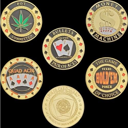 RH Gold Plated Coin Poker Green leaf Hold EM Gifts Commemorative Coins Collectibles For Creative Gift