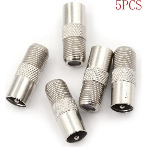 5pcs/lot Alloy Female F To Male TV Aerial Plug Adapter Wholesale Silver Tone Plated