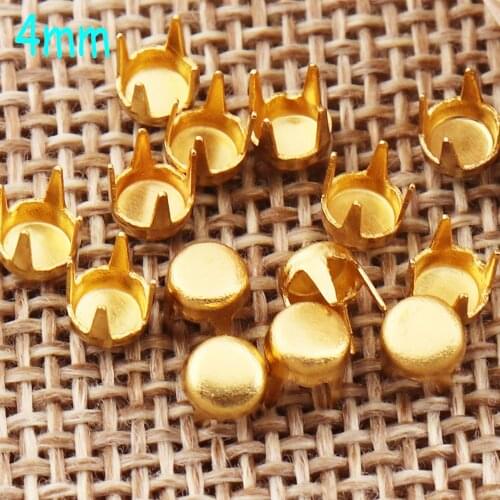 500 PCS Gold Round Nailhead 4mm Rivet Studs Fastener Brads Snaps Stud Prong Leather Craft Belt Rivets Rapid Nailheads
