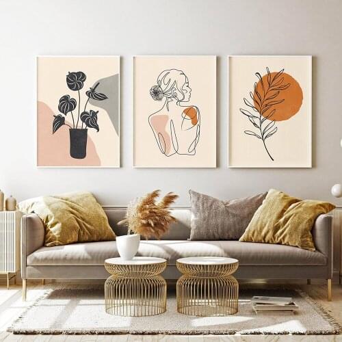 Abstract Modern Canvas Black White Wall Art day Minimalist Print Painting Nordic Poster Woman Picture Modern Living Room Decor