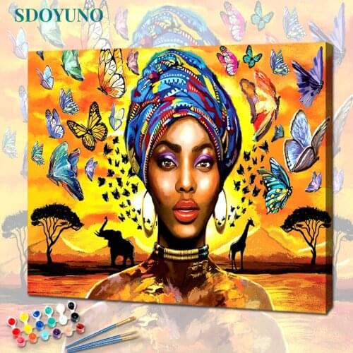 SDOYUNO Acrylic Paint By Numbers Figure DIY 60x75cm Oil Painting By Numbers Women Canvas Painting Home Decor Wall Art