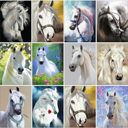 AZQSD Diamond Painting Full Square Horse 5d Diy Diamond Embroidery Animal Mosaic Picture Of Rhinestones Gift Home Decor