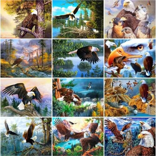AZQSD Diamond Embroidery Eagle Mosaic Rhinestones Needlework 5D Diamond Painting Animal Cross Stitch Home Decoration Gift