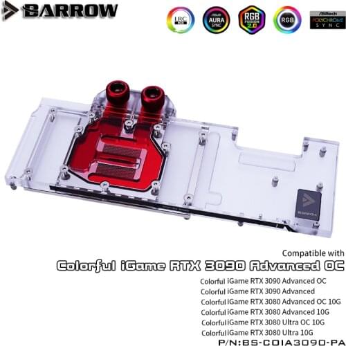 BARROW Water Block use for Colorful iGame RTX 3090 Advanced OC /iGame RTX 3080 Ultra OC GPU Card Header A-RGB cooling block