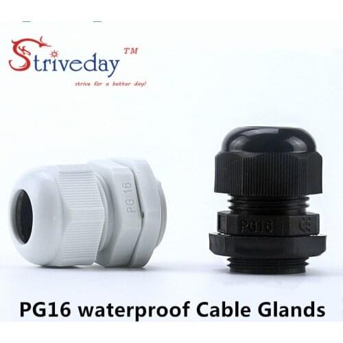 50pcs/lot White/Black PG16 Nylon cable gland Wiring Accessories LED cable connector waterproof