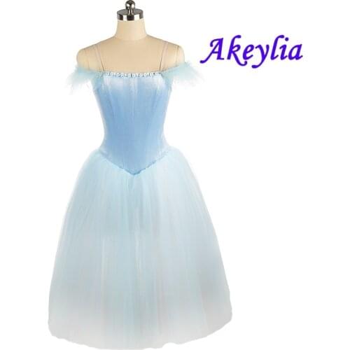 Pale Blue Romantic Ballet tutu Dress Fairy Dall for adult Professional competition Ballerina Women Ballet Long dress JNBL147