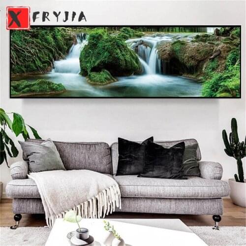 Large size diy 5d diamond mazayka landscape waterfall diamond painting full square round drill embroidery rhinestone kit decor