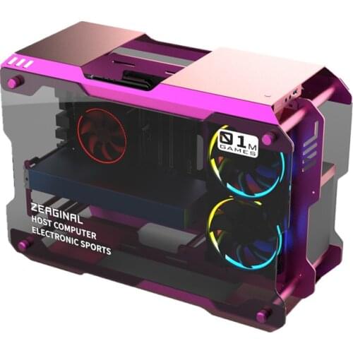 ZEAGINAL MATX ITX PC Case Gaming Gamer Grape Pot For Water Cooling DIY Loop Full Aluminum,PC Gamer DIY Gamer Cabinet,ZC-01M