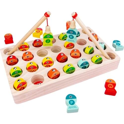 Montessori wooden toys Magnetic fishing toys 26 letter Cognition Color Cognitive Early Childhood Educational Toys For Children