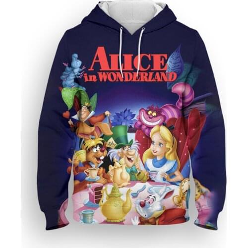 Alice in Wonderland Child Anime Hoodies Autumn 3D Print New Fashion Men Hooded Sweatshirts Harajuku Women long sleeve hoodie