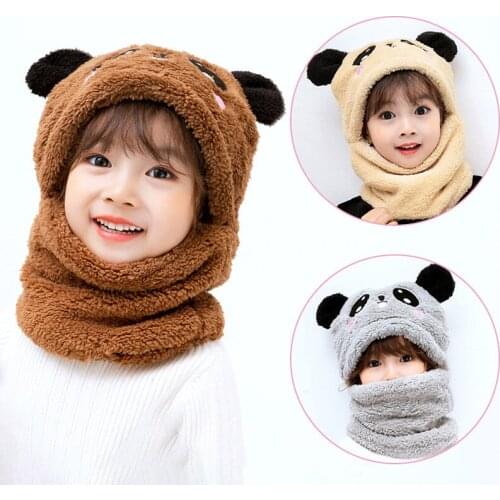 Kids Winter Hats Ears Girls Boys Children Warm Caps Scarf Set Baby Bonnet Scarves Enfant Knitted Cute Hat for Girl Boy Beanies