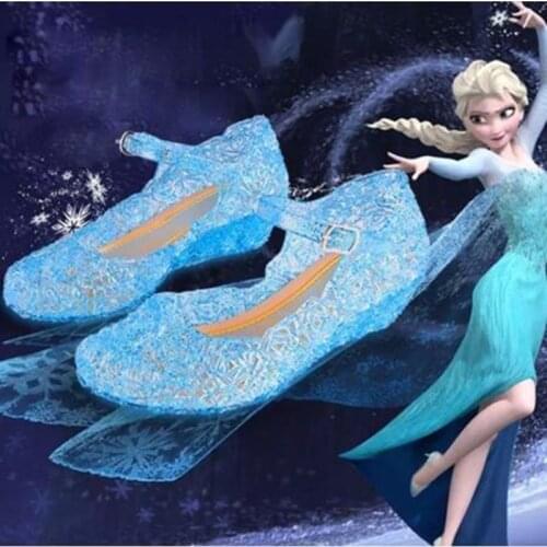 Disney spring and summer elsa princess sandals frozen crystal childrens sandals slippers waterproof wear-resistant shoes pvc