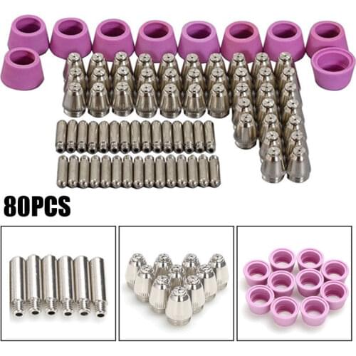 80PCS AG60 SG55 CUT60 LGK60 Electrode Plasma Cutter Torch Consumables Nozzle CUT 60 for AG60/SG55 Pilot Arc Welding Torch Tools