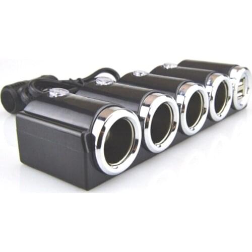 Hot sale 4in1 Car Cigarette Lighter Splitter Plug Adapter Charger Socket DC 12V/24V Doul USB Multi Socket Power Charger Adapter