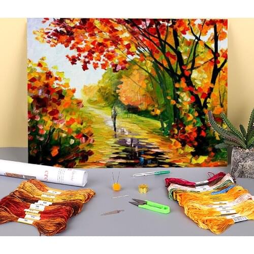 After The Rain Printed Canvas 11CT Cross-Stitch Complete Kit Embroidery DMC Threads Knitting Handmade Hobby Handiwork Counted