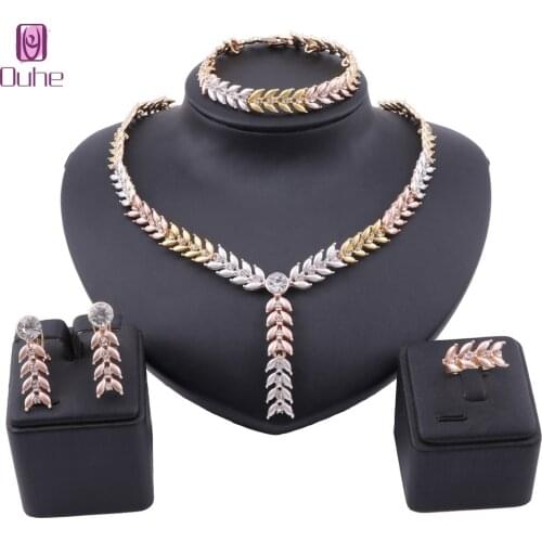 Nigerian Bridal Bead Set Exquisite Dubai Gold Colorful Jewelry Set Women Wedding Crystal Jewelry Set Costume Design