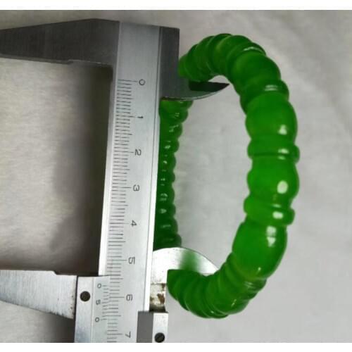 57-59mm beautiful HAND-CARVED CHINESE green Bamboo dragon JADEITE JADE BANGLE BRACELET